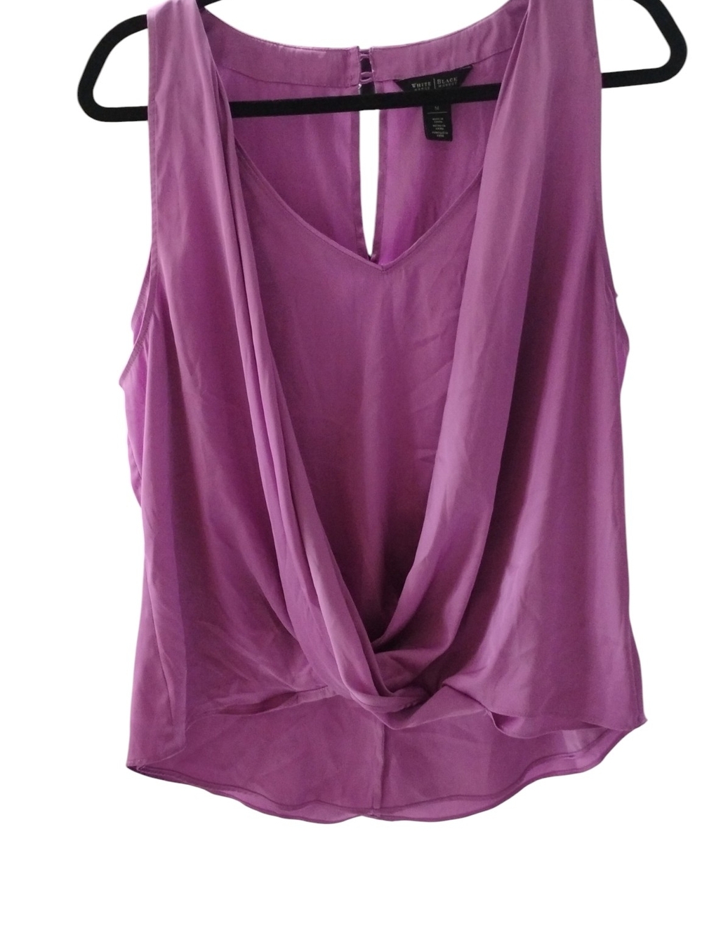 White House Black Market Lavender Draped Front Sleeveless Blouse SZ M